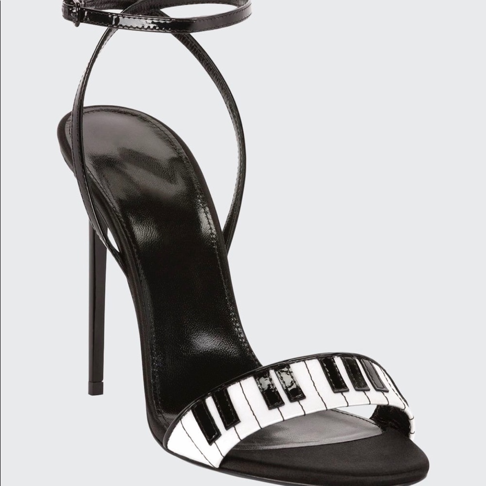 SAINT LAURENT ABBEY PIANO ANKLE SANDALS
